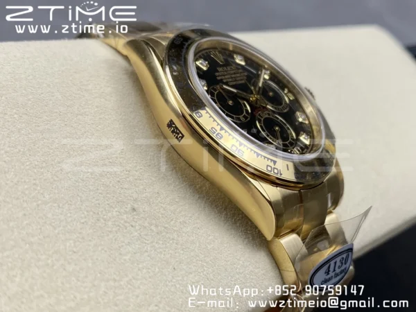 Rolex Daytona 116508 Clean Factory 1:1 Best Edition 904L Quadrante Nero Acciaio su Bracciale YG SA4130 v2 - Orologio Super Clone | 1:1 Best Version