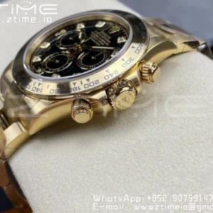 Rolex Daytona 116508 Clean Factory 1:1 Best Edition 904L Quadrante Nero Acciaio su Bracciale YG SA4130 v2 - Orologio Super Clone | 1:1 Best Version