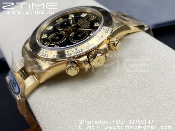 Rolex Daytona 116508 Clean Factory 1:1 Best Edition 904L Quadrante Nero Acciaio su Bracciale YG SA4130 v2 - Orologio Super Clone | 1:1 Best Version