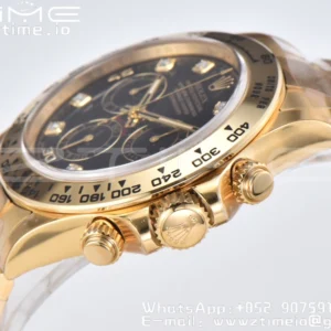 Rolex Daytona 116508 Clean Factory 1:1 Best Edition 904L Quadrante Nero Acciaio su Bracciale YG SA4130 v2 - Orologio Super Clone | 1:1 Best Version