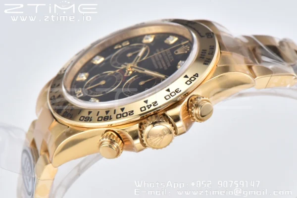 Rolex Daytona 116508 Clean Factory 1:1 Best Edition 904L Quadrante Nero Acciaio su Bracciale YG SA4130 v2 - Orologio Super Clone | 1:1 Best Version