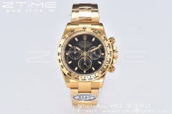 Rolex Daytona 116508 Clean Factory 1:1 Best Edition 904L Steel Black Dial on YG Bracelet SA4130 V2 - Super Clone Watch | 1:1 Best Version