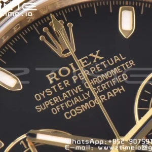 Rolex Daytona 116508 Clean Factory 1:1 Best Edition 904L Steel Black Dial on YG Bracelet SA4130 V2 - Super Clone Watch | 1:1 Best Version