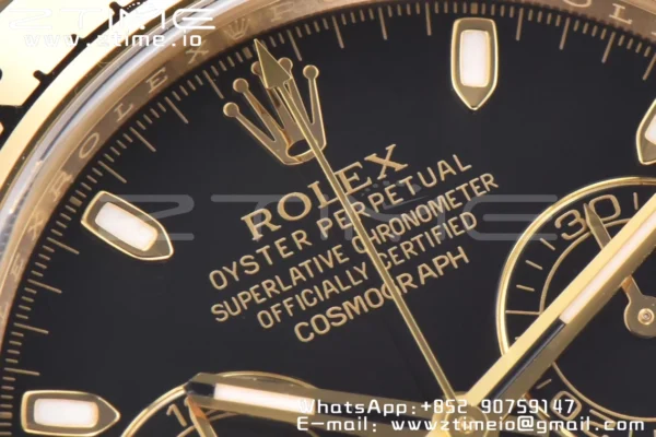 Rolex Daytona 116508 Clean Factory 1:1 Best Edition 904L Steel Black Dial on YG Bracelet SA4130 V2 - Super Clone Watch | 1:1 Best Version