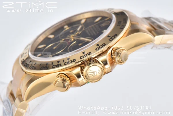 Rolex Daytona 116508 Clean Factory 1:1 Best Edition 904L Steel Black Dial on YG Bracelet SA4130 V2 - Super Clone Watch | 1:1 Best Version