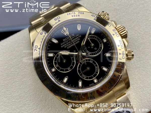 Rolex Daytona 116508 Clean Factory 1:1 Best Edition 904L Steel Black Dial on YG Bracelet SA4130 V2 - Super Clone Watch | 1:1 Best Version