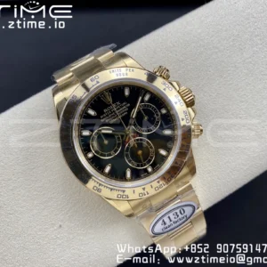 Rolex Daytona 116508 Clean Factory 1:1 Best Edition 904L Steel Black Dial on YG Bracelet SA4130 V2 - Super Clone Watch | 1:1 Best Version