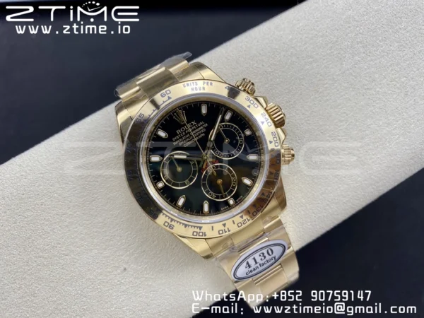 Rolex Daytona 116508 Clean Factory 1:1 Best Edition 904L Steel Black Dial on YG Bracelet SA4130 V2 - Super Clone Watch | 1:1 Best Version
