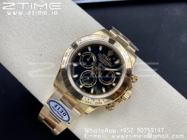 Rolex Daytona 116508 Clean Factory 1:1 Best Edition 904L Steel Black Dial on YG Bracelet SA4130 V2 - Super Clone Watch | 1:1 Best Version