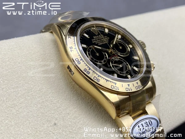Rolex Daytona 116508 Clean Factory 1:1 Best Edition 904L Steel Black Dial on YG Bracelet SA4130 V2 - Super Clone Watch | 1:1 Best Version