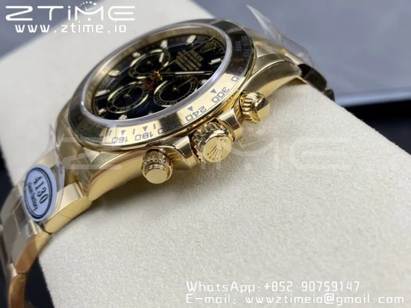 Rolex Daytona 116508 Clean Factory 1:1 Best Edition 904L Steel Black Dial on YG Bracelet SA4130 V2 - Super Clone Watch | 1:1 Best Version