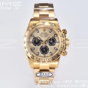 Rolex Daytona 116508 Clean Factory 1:1 Best Edition 904L Steel YG/Black Dial on YG Bracelet SA4130 v2 - Super Clone Watch | 1:1 Best Version