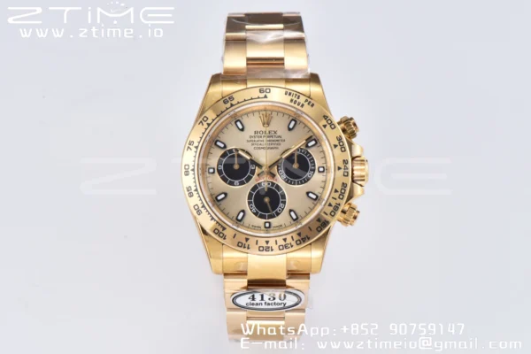 Rolex Daytona 116508 Clean Factory 1:1 Best Edition 904L Steel YG/Black Dial on YG Bracelet SA4130 v2 - Super Clone Watch | 1:1 Best Version