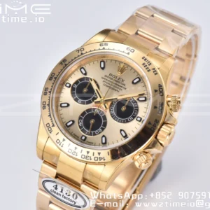Rolex Daytona 116508 Clean Factory 1:1 Best Edition 904L Steel YG/Black Dial on YG Bracelet SA4130 v2 - Super Clone Watch | 1:1 Best Version