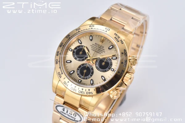 Rolex Daytona 116508 Clean Factory 1:1 Best Edition 904L Steel YG/Black Dial on YG Bracelet SA4130 v2 - Super Clone Watch | 1:1 Best Version