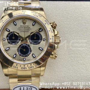 Rolex Daytona 116508 Clean Factory 1:1 Best Edition 904L Steel YG/Black Dial on YG Bracelet SA4130 v2 - Super Clone Watch | 1:1 Best Version