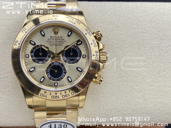 Rolex Daytona 116508 Clean Factory 1:1 Best Edition 904L Steel YG/Black Dial on YG Bracelet SA4130 v2 - Super Clone Watch | 1:1 Best Version