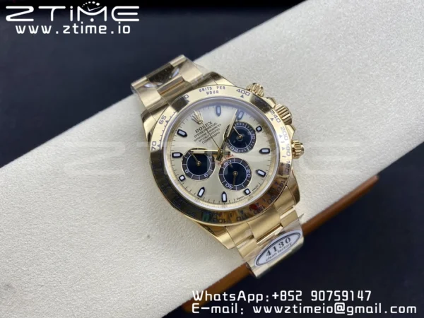 Rolex Daytona 116508 Clean Factory 1:1 Best Edition 904L Steel YG/Black Dial on YG Bracelet SA4130 v2 - Super Clone Watch | 1:1 Best Version