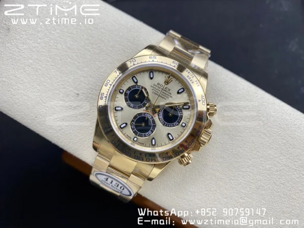Rolex Daytona 116508 Clean Factory 1:1 Best Edition 904L Steel YG/Black Dial on YG Bracelet SA4130 v2 - Super Clone Watch | 1:1 Best Version