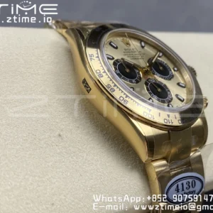 Rolex Daytona 116508 Clean Factory 1:1 Best Edition 904L Steel YG/Black Dial on YG Bracelet SA4130 v2 - Super Clone Watch | 1:1 Best Version