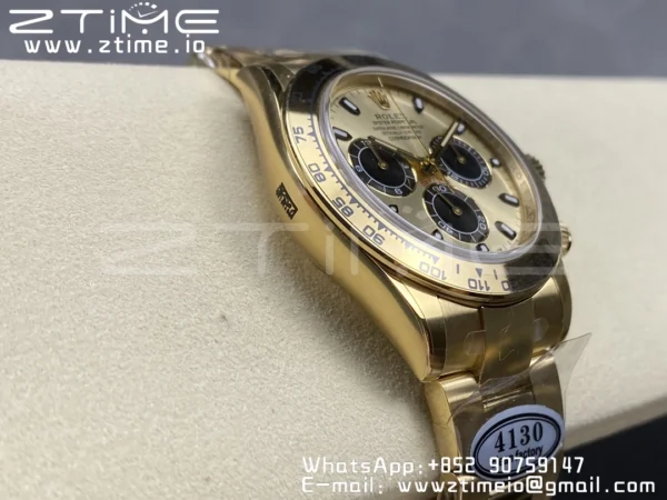 Rolex Daytona 116508 Clean Factory 1:1 Best Edition 904L Steel YG/Black Dial on YG Bracelet SA4130 v2 - Super Clone Watch | 1:1 Best Version