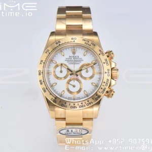 Rolex Daytona 116508 YG Clean Factory 1:1 Mejor Edición MOP Diamonds Dial on YG Oyster Bracelet A4130 v2 - Super Clone Watch | 1:1 Mejor Versión