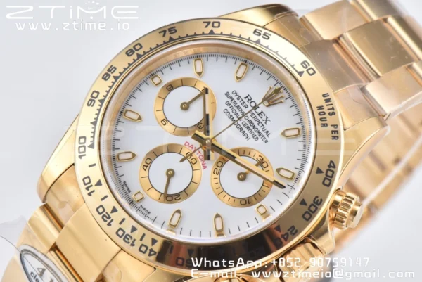 Rolex Daytona 116508 YG Clean Factory 1:1 Best Edition MOP Diamonds Dial on YG Oyster Bracelet A4130 v2 - Super Clone Watch | 1:1 Best Version