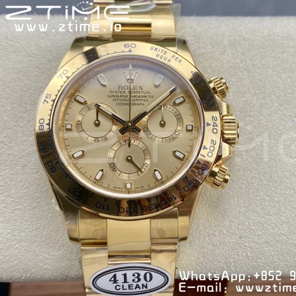 Rolex Daytona 116508 YG Clean Factory 1:1 Best Edition YG Stick Dial on YG Oyster Bracelet A4130 v2 - Super Clone Watch | 1:1 Best Version