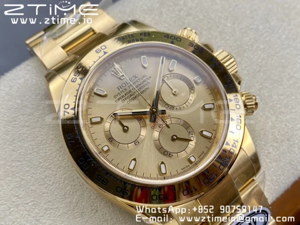 Rolex Daytona 116508 YG Clean Factory 1:1 Best Edition YG Stick Dial on YG Oyster Bracelet A4130 v2 - Super Clone Watch | 1:1 Best Version