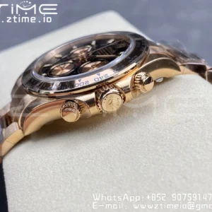 Rolex Daytona 116505 RG Clean Factory 1:1 Best Edition Black Stick Dial on RG Bracelet A4130 v2 - Super Clone Watch | 1:1 Best Version