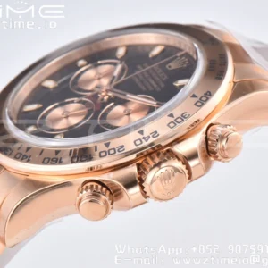 Rolex Daytona 116505 RG Clean Factory 1:1 Best Edition Black Stick Dial on RG Bracelet A4130 v2 - Super Clone Watch | 1:1 Best Version