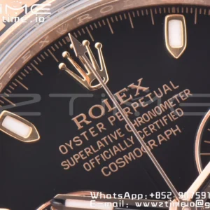 Rolex Daytona 116505 RG Clean Factory 1:1 Best Edition Black Stick Dial on RG Bracelet A4130 v2 - Super Clone Watch | 1:1 Best Version