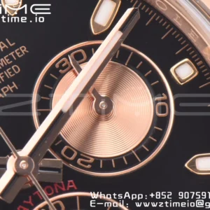 Rolex Daytona 116505 RG Clean Factory 1:1 Best Edition Black Stick Dial on RG Bracelet A4130 v2 - Super Clone Watch | 1:1 Best Version
