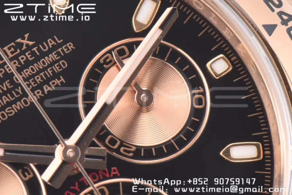 Rolex Daytona 116505 RG Clean Factory 1:1 Best Edition Black Stick Dial on RG Bracelet A4130 v2 - Super Clone Watch | 1:1 Best Version