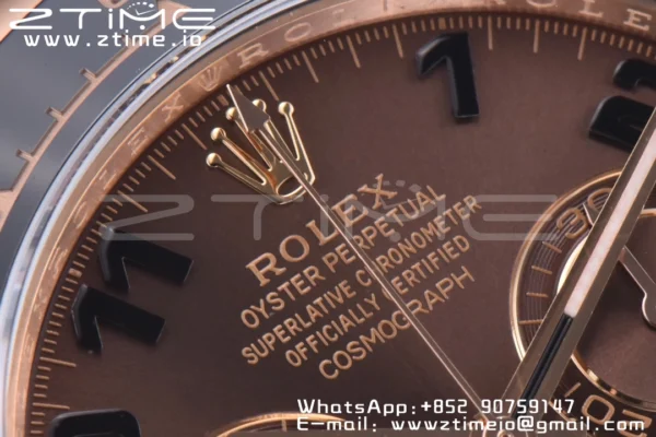 Rolex Daytona 116505 RG Clean Factory 1:1 Nejlepší vydání Brown Dial Numeral Marker on RG Oyster Bracelet A4130 v2 - Super Clone Watch | 1:1 Nejlepší verze