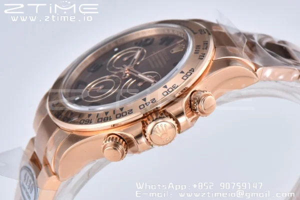 Rolex Daytona 116505 RG Clean Factory 1:1 Nejlepší vydání Brown Dial Numeral Marker on RG Oyster Bracelet A4130 v2 - Super Clone Watch | 1:1 Nejlepší verze