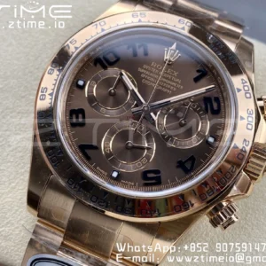 Rolex Daytona 116505 RG Clean Factory 1:1 Nejlepší vydání Brown Dial Numeral Marker on RG Oyster Bracelet A4130 v2 - Super Clone Watch | 1:1 Nejlepší verze