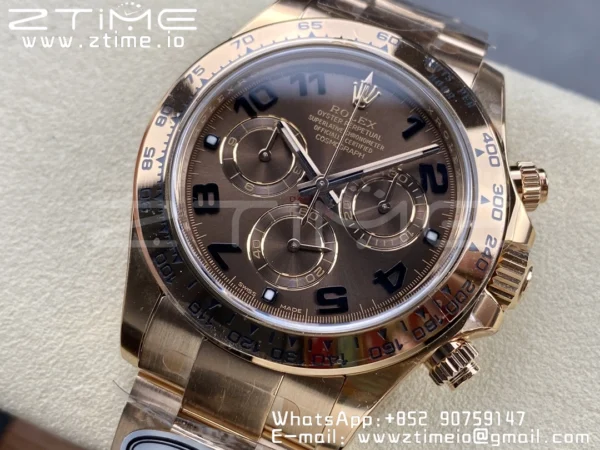 Rolex Daytona 116505 RG Clean Factory 1:1 Nejlepší vydání Brown Dial Numeral Marker on RG Oyster Bracelet A4130 v2 - Super Clone Watch | 1:1 Nejlepší verze