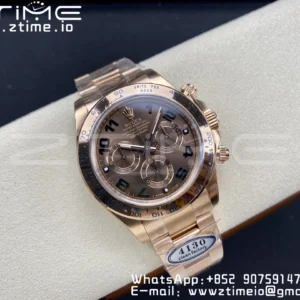 Rolex Daytona 116505 RG Clean Factory 1:1 Nejlepší vydání Brown Dial Numeral Marker on RG Oyster Bracelet A4130 v2 - Super Clone Watch | 1:1 Nejlepší verze