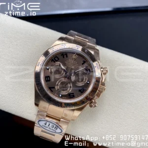 Rolex Daytona 116505 RG Clean Factory 1:1 Nejlepší vydání Brown Dial Numeral Marker on RG Oyster Bracelet A4130 v2 - Super Clone Watch | 1:1 Nejlepší verze