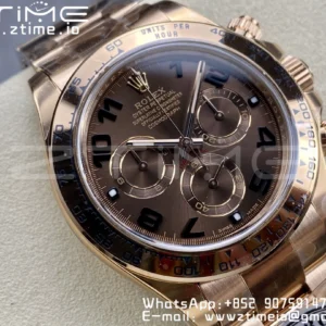 Rolex Daytona 116505 RG Clean Factory 1:1 Nejlepší vydání Brown Dial Numeral Marker on RG Oyster Bracelet A4130 v2 - Super Clone Watch | 1:1 Nejlepší verze