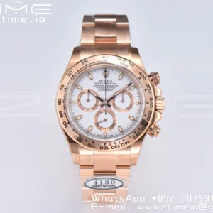 Rolex Daytona 116505 1:1 Best Edition Clean Factory White Stick Dial on RG Bracelet A4130 v2 - Super Clone Watch | 1:1 Best Version