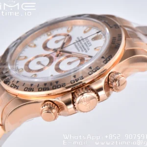 Rolex Daytona 116505 1:1 Nejlepší vydání Čistá továrna White Stick Dial na RG náramku A4130 v2 - Super klon hodinky | 1:1 Nejlepší verze