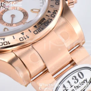Rolex Daytona 116505 1:1 Nejlepší vydání Čistá továrna White Stick Dial na RG náramku A4130 v2 - Super klon hodinky | 1:1 Nejlepší verze