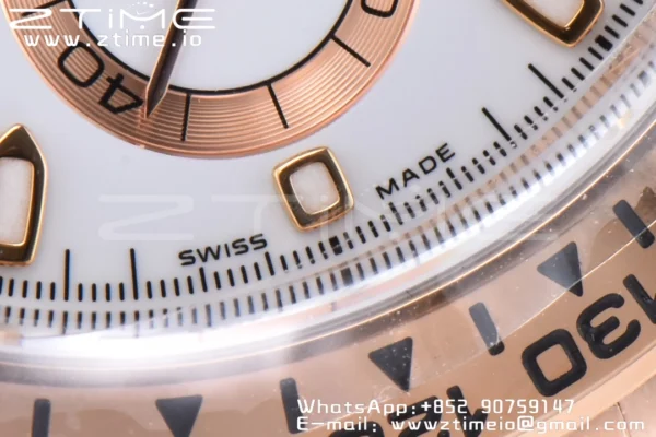 Rolex Daytona 116505 1:1 Nejlepší vydání Čistá továrna White Stick Dial na RG náramku A4130 v2 - Super klon hodinky | 1:1 Nejlepší verze