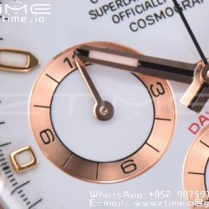 Rolex Daytona 116505 1:1 Nejlepší vydání Čistá továrna White Stick Dial na RG náramku A4130 v2 - Super klon hodinky | 1:1 Nejlepší verze