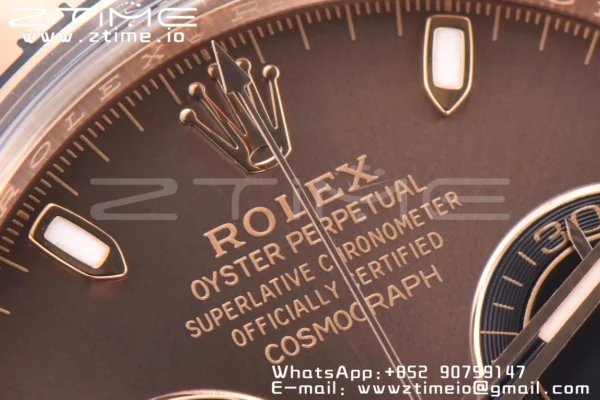 Rolex Daytona 116505 RG Clean Factory 1:1 Best Edition Brown Stick Dial on RG Bracelet A4130 v2 - Super Clone Watch | 1:1 Best Version