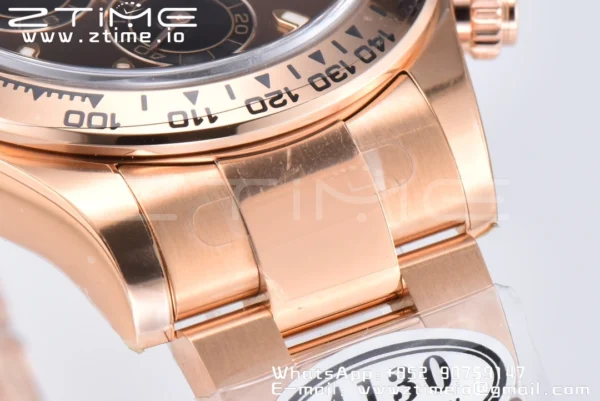 Rolex Daytona 116505 RG Clean Factory 1:1 Best Edition Brown Stick Dial on RG Bracelet A4130 v2 - Super Clone Watch | 1:1 Best Version