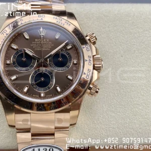 Rolex Daytona 116505 RG Clean Factory 1:1 Best Edition Brown Stick Dial on RG Bracelet A4130 v2 - Super Clone Watch | 1:1 Best Version