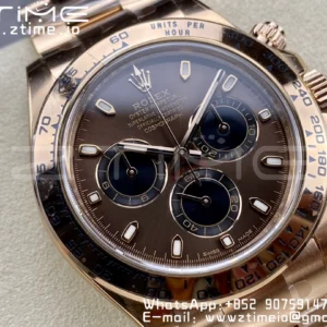Rolex Daytona 116505 RG Clean Factory 1:1 Best Edition Brown Stick Dial on RG Bracelet A4130 v2 - Super Clone Watch | 1:1 Best Version